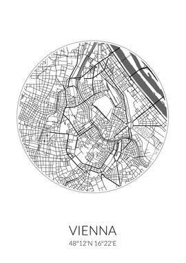 Vienna City Map White