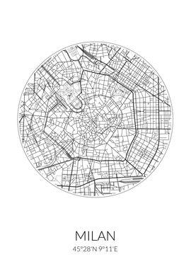 Milan City Map White