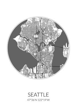 Seattle City Map White