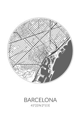 Barcelona City Map White