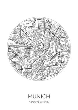 Munich City Map White