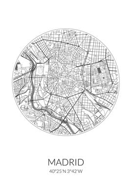 Madrid City Map White