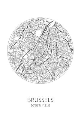 Brussels City Map White