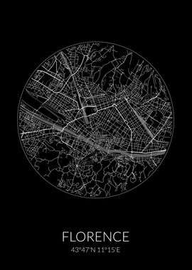 Florence City Map Black