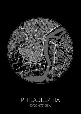 Philadelphia Map Black