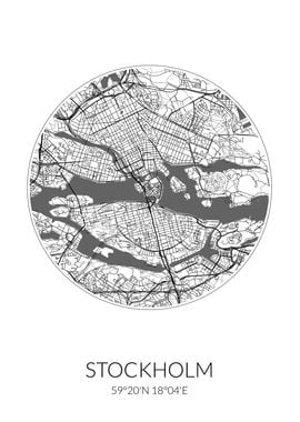 Stockholm City Map White