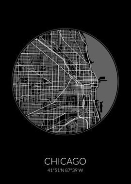 Chicago City Map Black