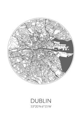 Dublin City Map White