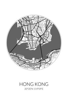 Hong Kong City Map White