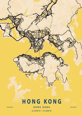 Hong Kong Yellow City Map