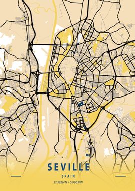 Seville Yellow City Map