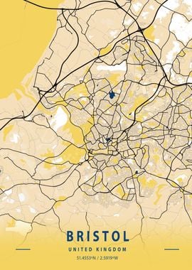 Bristol Yellow City Map