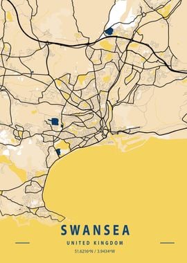 Swansea Yellow City Map