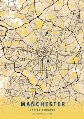 Manchester Yellow City Map