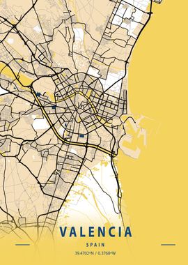 Valencia Yellow City Map