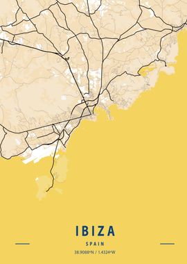 Ibiza Yellow City Map