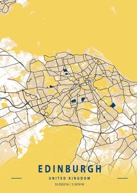 Edinburgh Yellow City Map