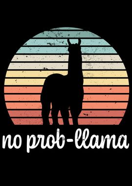 Funny Retro Llama Sunset