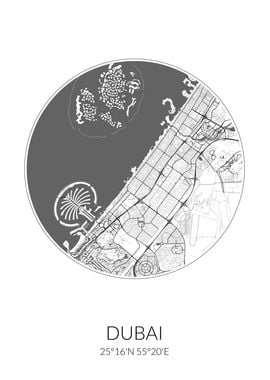 Dubai City Map White