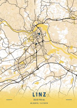 Linz Yellow City Map