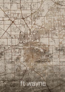 Ft Wayne Rustic City Map