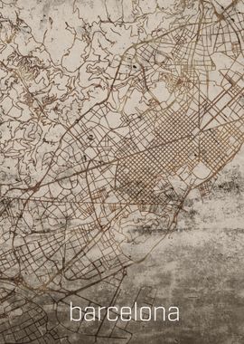 Barcelona Rustic City Map