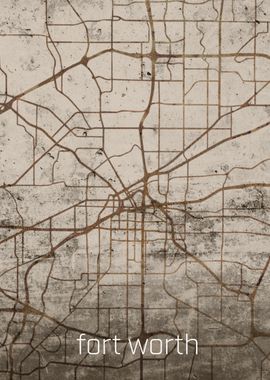 Fort Worth Rustic City Map