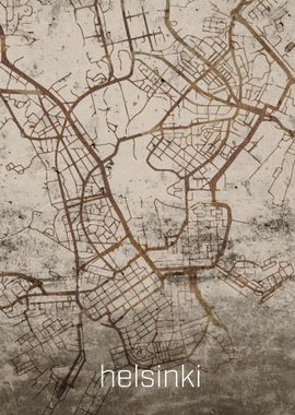 Helsinki Rustic City Map