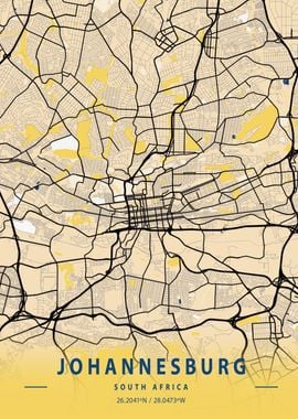 Johannesburg Yellow Map