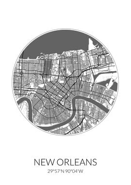 New Orleans City Map White