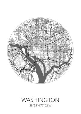 Washington City Map White