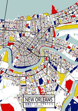 New Orleans Map Mondrian