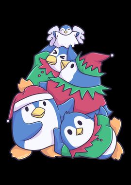 Xmas Penguin family Christ