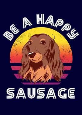 Retro Happy Sausage Dog