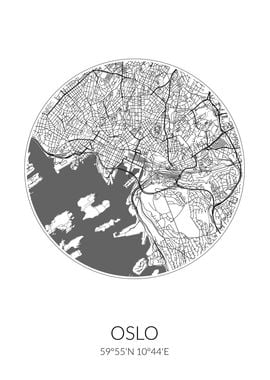 Oslo City Map White