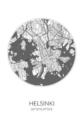 Helsinki City Map White