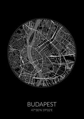 Budapest City Map Black