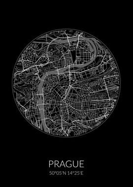 Prague City Map Black