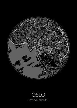 Oslo City Map Black