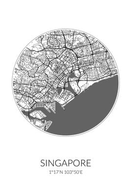 Singapore City Map White