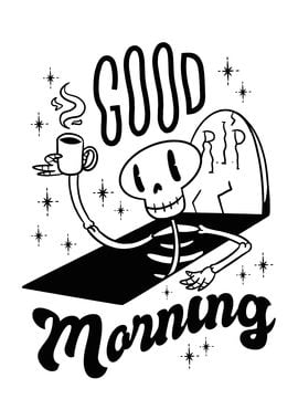 Skeleton Drinking Coffee