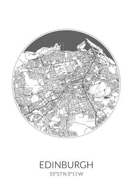 Edinburgh City Map White