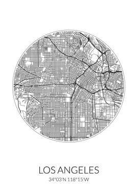 Los Angeles City Map White