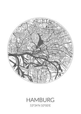 Hamburg City Map White