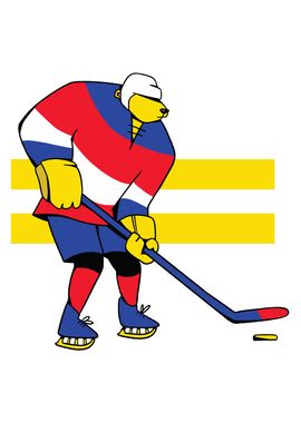 Cartoon Ice Hockey Bear