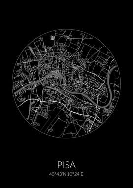 Pisa City Map Black