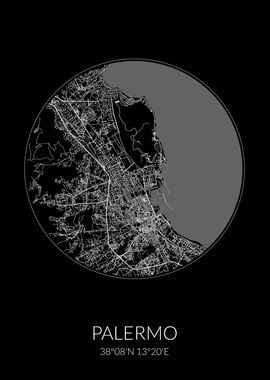 Palermo City Map Black