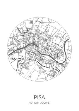 Pisa City Map White