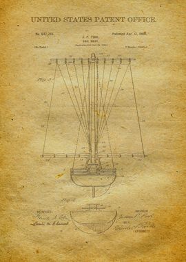 9 Sail Boat Patent Print 