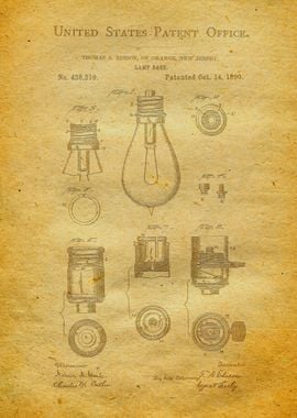 10 Lamp Base Patent Print